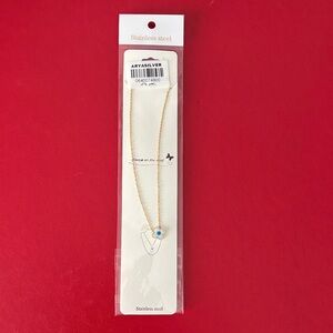 Silver Jeans Gold Necklace with Blue Eye Charm
